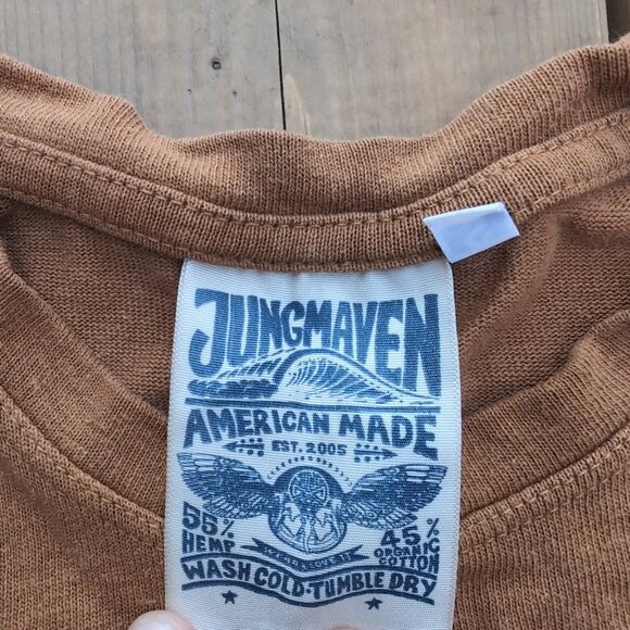 Jungmaven Hemp Cotton Long Sleeve Pocket Tee Brown – Men’s S - Picture 2 of 6
